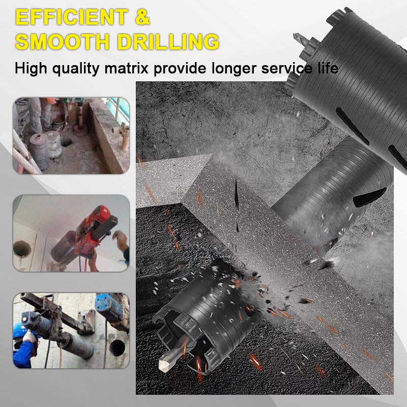 Dry Core Drill Bit Depth Diamond Coring Bore Tool with a Pilot Bit Masonry Hole Saw Bits for Hard Concrete Brick and Block