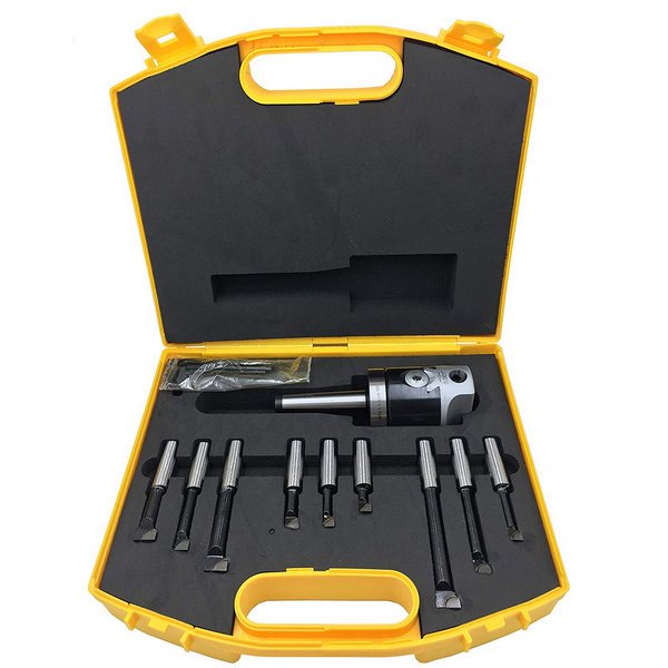 Precision F112 2 inch boring head set with MT2 Shank 9pcs 1/2 inch boring bar