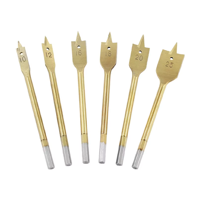 10-25mm Titanium Coated Spade Drill Bit Set Woodworking Flat Shovel Blade Bits for High Grade Wood Drilling Tools