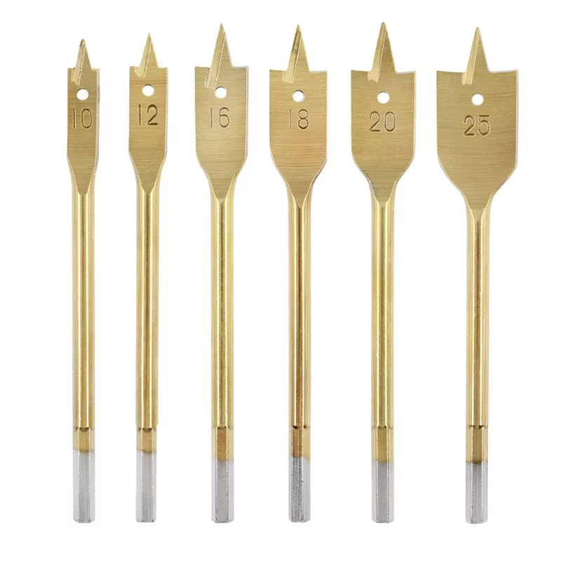 10-25mm Titanium Coated Spade Drill Bit Set Woodworking Flat Shovel Blade Bits for High Grade Wood Drilling Tools