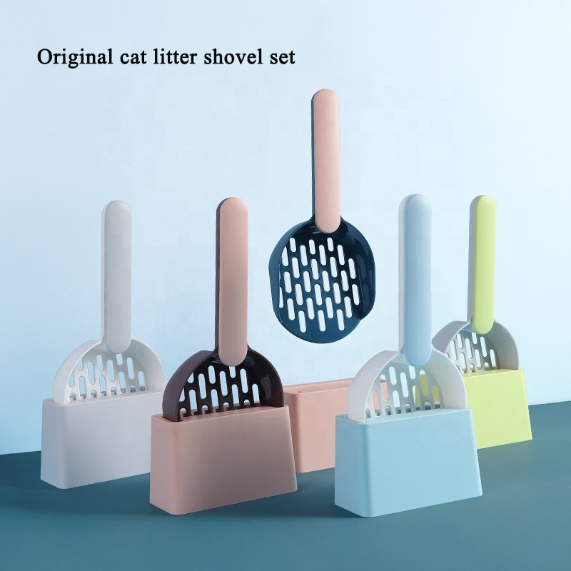 Portable Cats Litter Shovels Sets With Box Logo Pet Cleaning Tool Spoon Kitten Cats Poop Cat Litter Scoops Shovel Set