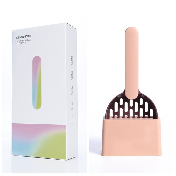 Portable Cats Litter Shovels Sets With Box Logo Pet Cleaning Tool Spoon Kitten Cats Poop Cat Litter Scoops Shovel Set