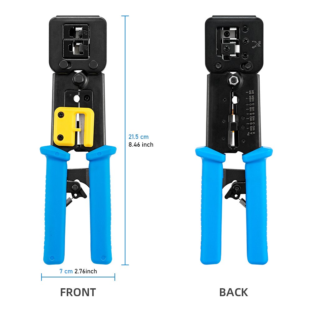 RJ11 RJ45 pass through Connector Crimping Plier UTP STP Lan Cable Computer Network Tool