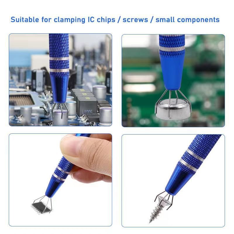 Piercing Ball Grabber Tool Pick Up Tool With 4 Prongs Holder Diamond Claw Tweezers For Small Parts Pickup IC Chips Gems Prong