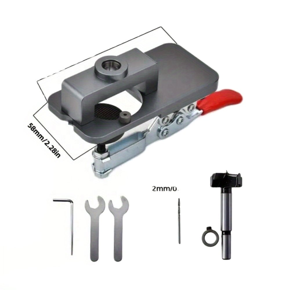 35mm Hinge Boring Jig Kit Woodworking Tools- Aluminum Alloy Hinge Hole Opener Template Puncher Locator Hardware and Diy Tools