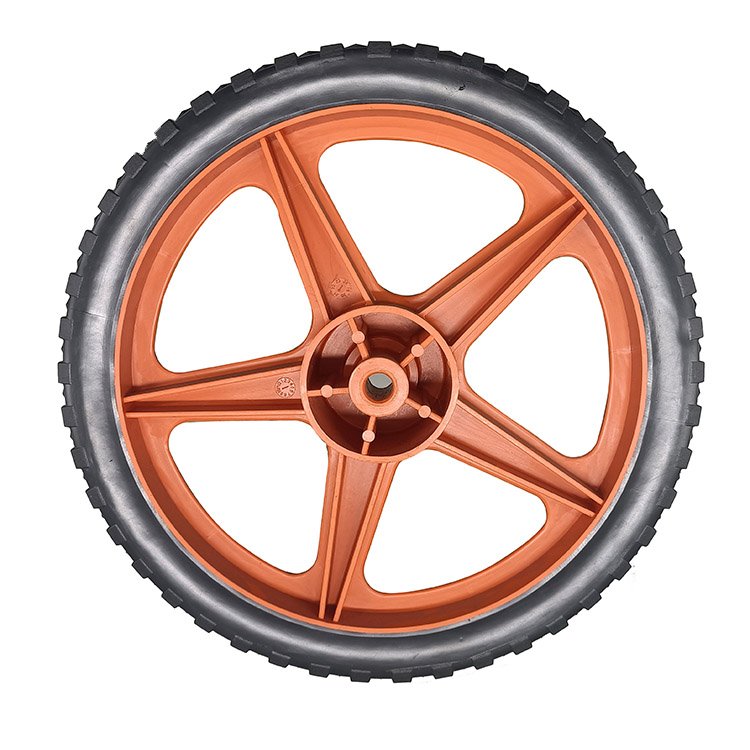Inch Plastic Spoked Wheel Bore Ball Bearing Black Rim Rubber Replacement Tire Wheel for Hand Trucks, Push Mowers, Carts