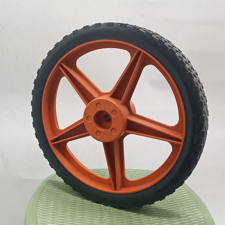 Inch Plastic Spoked Wheel Bore Ball Bearing Black Rim Rubber Replacement Tire Wheel for Hand Trucks, Push Mowers, Carts