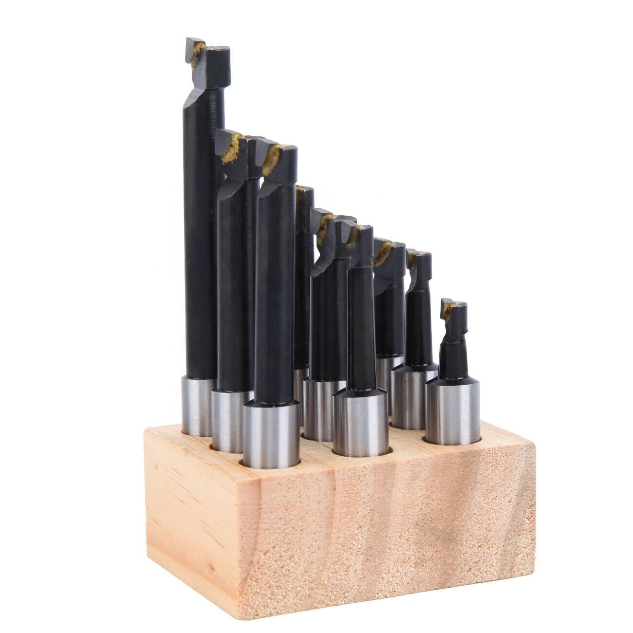 9 pcs inch and metric size Carbide tipped metric boring bar tool set wiht wooden stand
