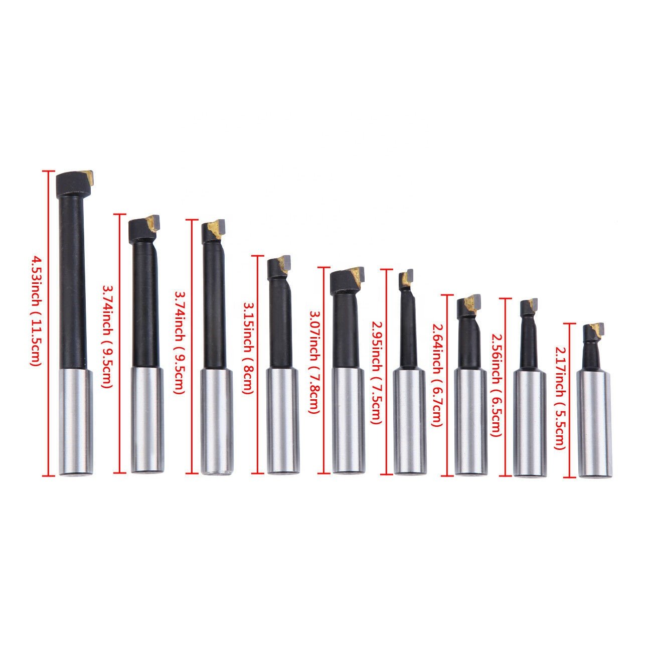 9 pcs inch and metric size Carbide tipped metric boring bar tool set wiht wooden stand
