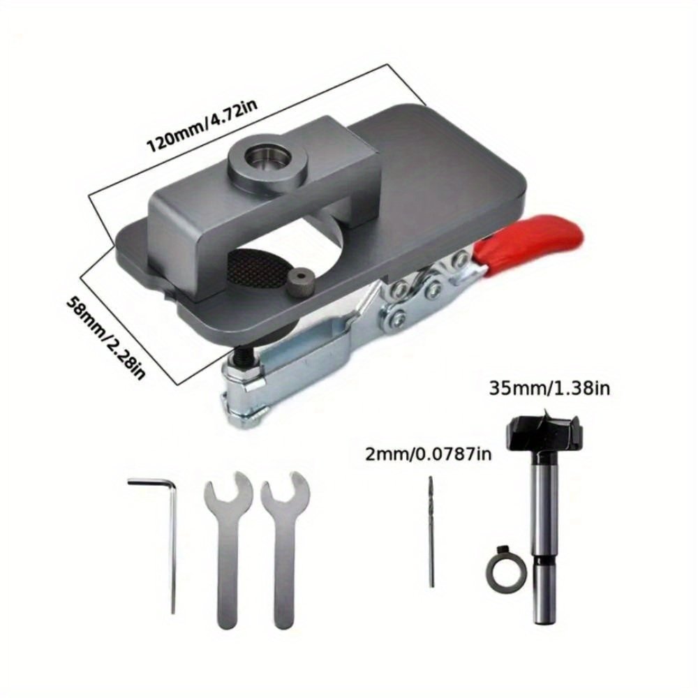 35mm Hinge Boring Jig Kit Woodworking Tools- Aluminum Alloy Hinge Hole Opener Template Puncher Locator Hardware and Diy Tools
