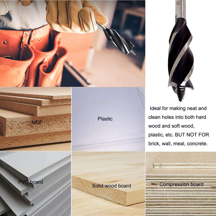 4 Flute Auger Drill Bit Wood Boring Brad Point Drill Bit for Woodworking