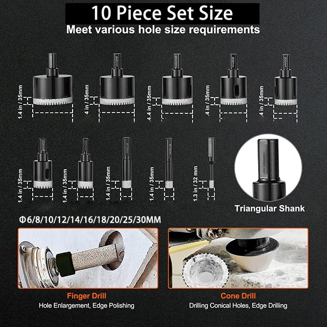 Diamond Granite Marble Diamond Core Drill Bit set Vacuum Brazing drill hole opener