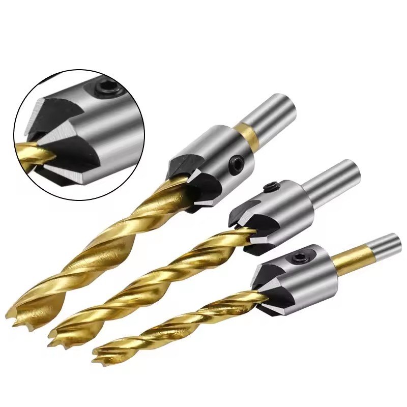 7Pcs 3-10mm Countersink Drill Bit Set for Wood Carpentry Chamfer Boring Woodworking Tool