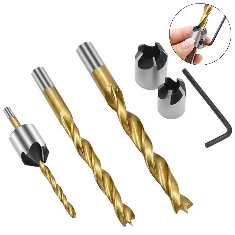 7Pcs 3-10mm Countersink Drill Bit Set for Wood Carpentry Chamfer Boring Woodworking Tool