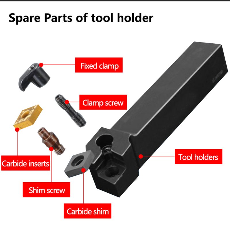 High Hardness Lathe Boring Bar Turning Tool Holder 10Mm With Wrenches 7Pcs Dcmt Ccmt Carbide Inserts