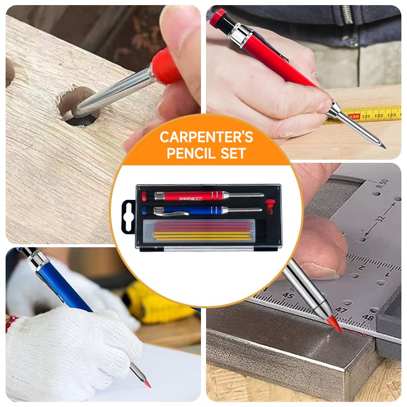 Hot Sale Woodworking Long Nosed Deep Hole Mechanical Refill Construction Job Tools Marking Scriber Solid Carpenter Pencil