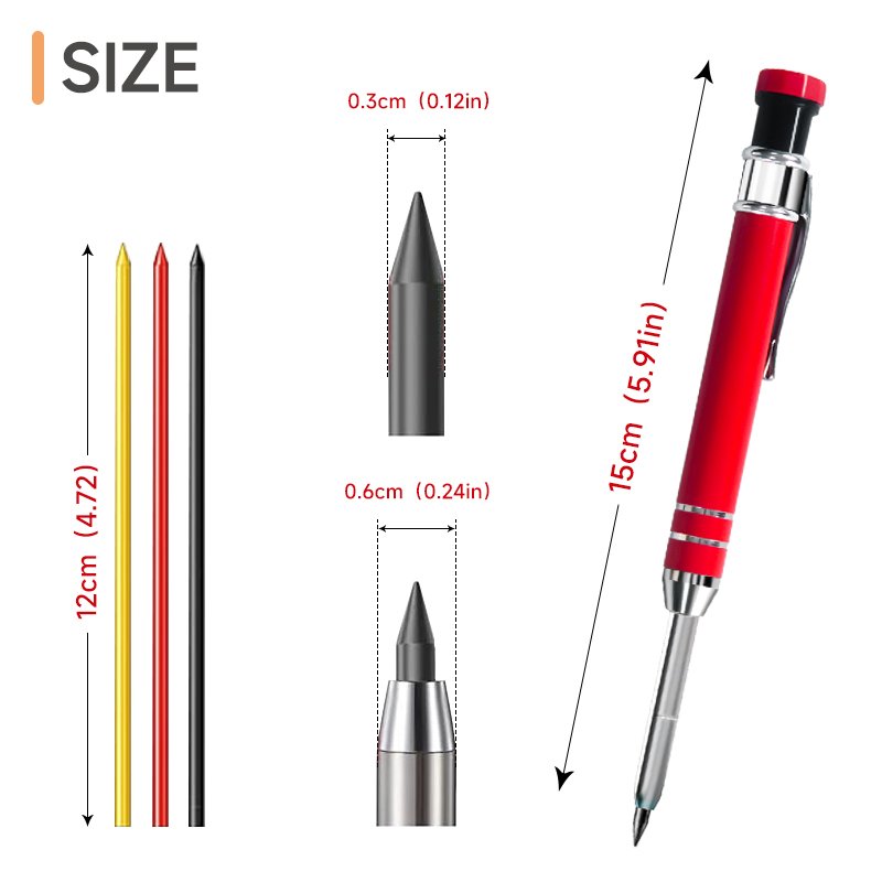 Hot Sale Woodworking Long Nosed Deep Hole Mechanical Refill Construction Job Tools Marking Scriber Solid Carpenter Pencil