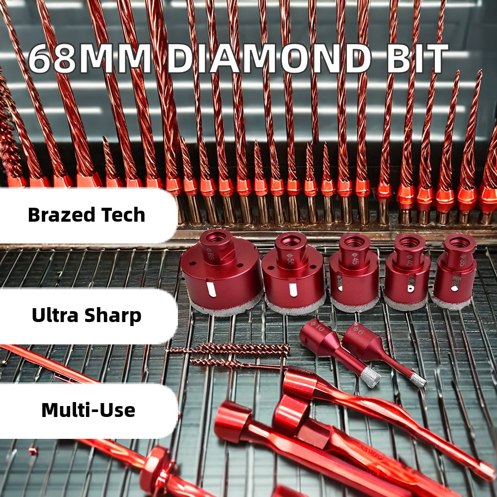 M14 Diamond Tools Cutting Bit/Tiles Core Drill Bit/Diamond Hole Saw Boring Bits Set 68mm Vacuum Brazed CNC Hex Marble 6mm