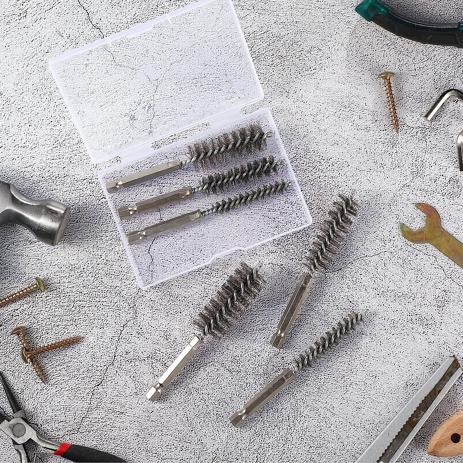 Pexmientas Hex Shank Polishing Deburring Tube Wire Brush Wheel Wire Tube Pipe Cleaner Brush Stainless Steel Wire Brush For Tube