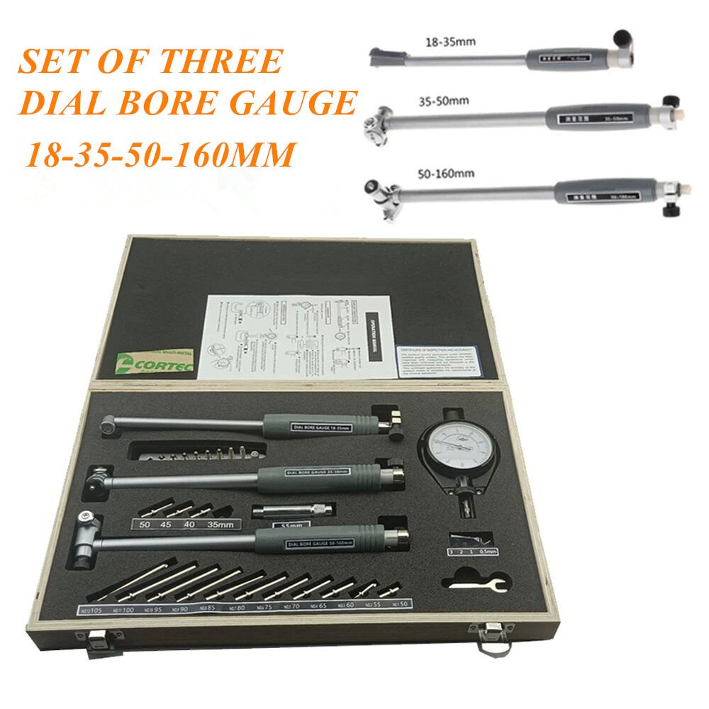 3pcs/set 0.7-6 " bore gauge rod 18-35-50-160mm Extended bore gauge rod set of three dial bore gauge indicator
