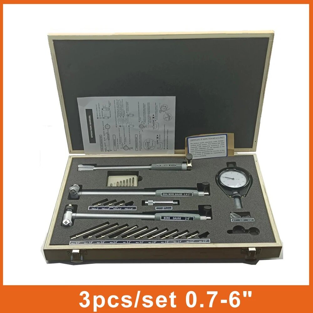 3pcs/set 0.7-6 " bore gauge rod 18-35-50-160mm Extended bore gauge rod set of three dial bore gauge indicator
