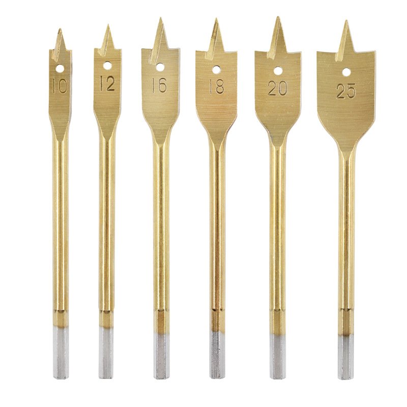 High Quality Wood Flat Drill Bit Set for Woodworking 6PCS Titanium Coated Hex Shank Carbon Steel spade drill bit set
