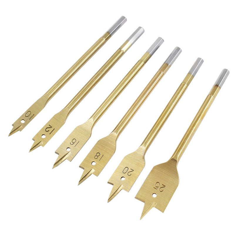 High Quality Wood Flat Drill Bit Set for Woodworking 6PCS Titanium Coated Hex Shank Carbon Steel spade drill bit set