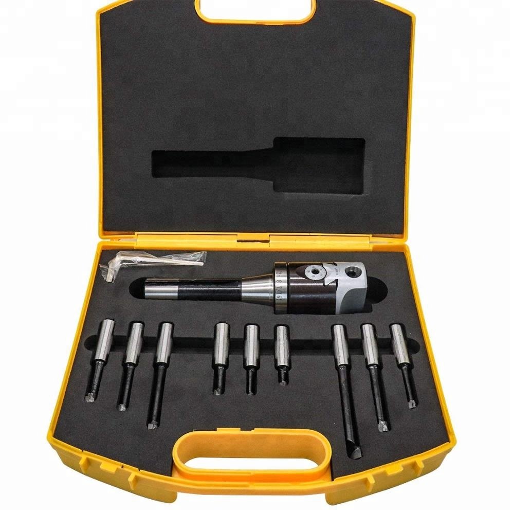 High Precision F1 Boring Head set with R8 More taper boring Shank 9 pc 1/2 inch Boring bar in plastic box