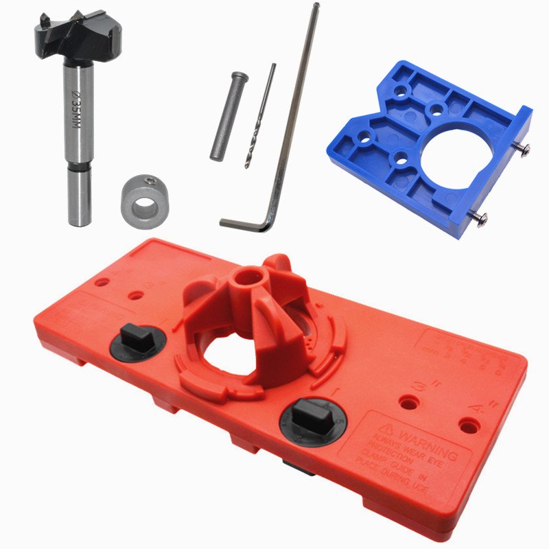 35 mm Cup Style Hinge Jig Boring Hole Drill Guide Locator Wood Cutter Carpenter Woodworking Tools with Keyhole Locator