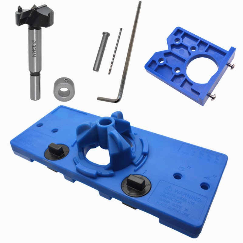 35 mm Cup Style Hinge Jig Boring Hole Drill Guide Locator Wood Cutter Carpenter Woodworking Tools with Keyhole Locator