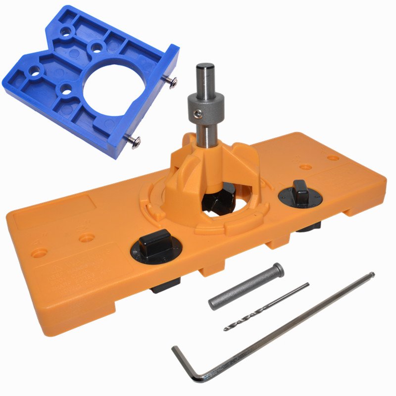 35 mm Cup Style Hinge Jig Boring Hole Drill Guide Locator Wood Cutter Carpenter Woodworking Tools with Keyhole Locator