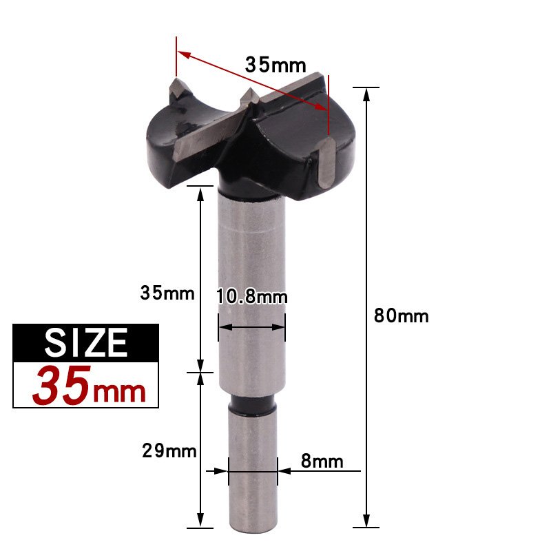 Carbide tip wood core forstner drill bit 35mm woodworking boring hole forstner wood drill bits for door window hole saw cutting