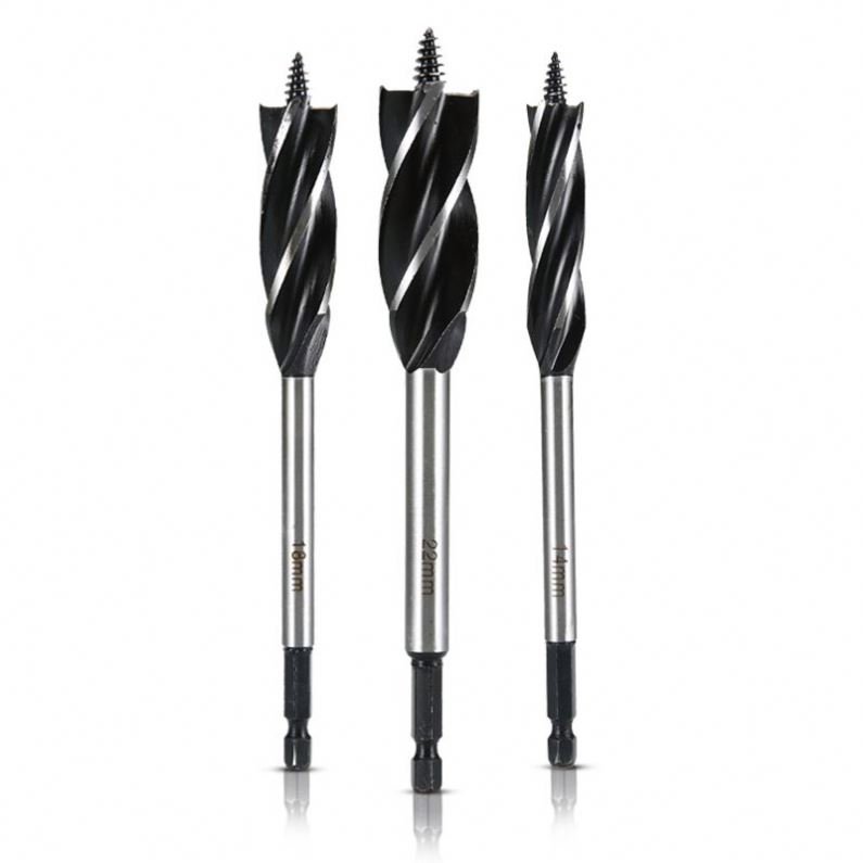 TEBAK 19.5mm 21mm 24 mm fast boring auger bits Carbon Steel Hex Shank Four Slot blade Wood Auger Drill Bit