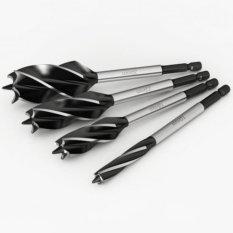 TEBAK 19.5mm 21mm 24 mm fast boring auger bits Carbon Steel Hex Shank Four Slot blade Wood Auger Drill Bit