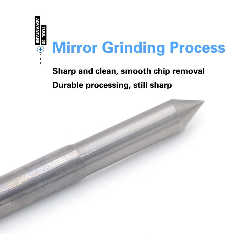 3.175MM Tungsten Steel Flat-Bottomed Sharp Knife PCB Engraving Bit V-Shaped Tip Milling Cutter CNC Polishing Knife Tool