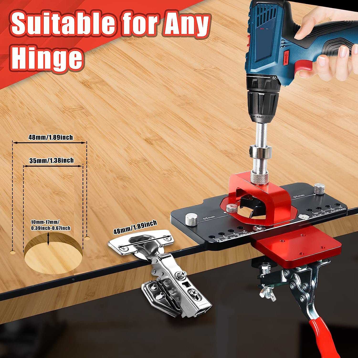 New Fixture Aluminum Alloy Hole Opener Template Door Custom 35mm Hinge Boring Jig Woodworking Hole Drilling Guide Locator
