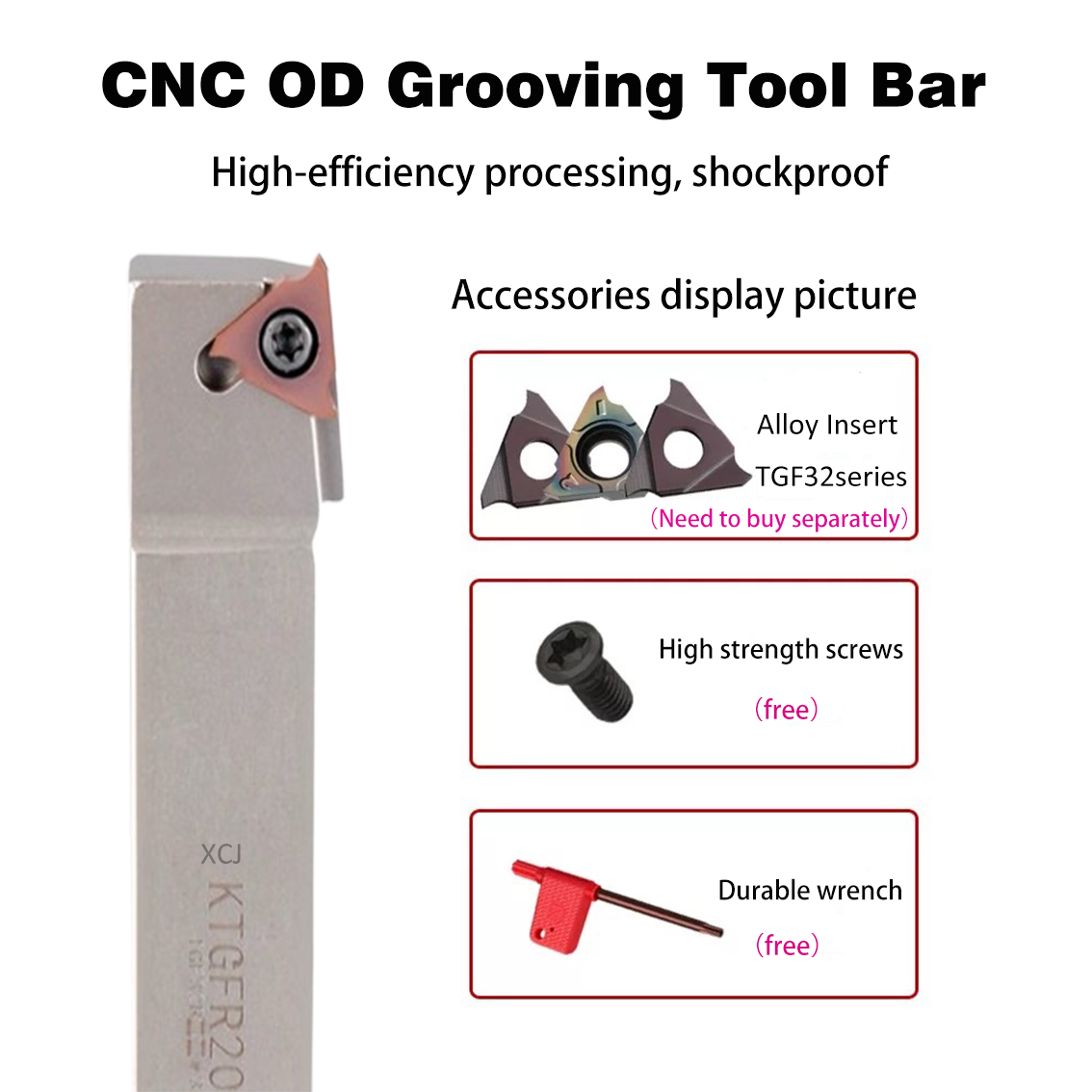 XCJ KTGFR/L External Grooving Tool Holder Carbide Metal Turning Lathe Cutter Boring Bar TGF32R/L Inserts