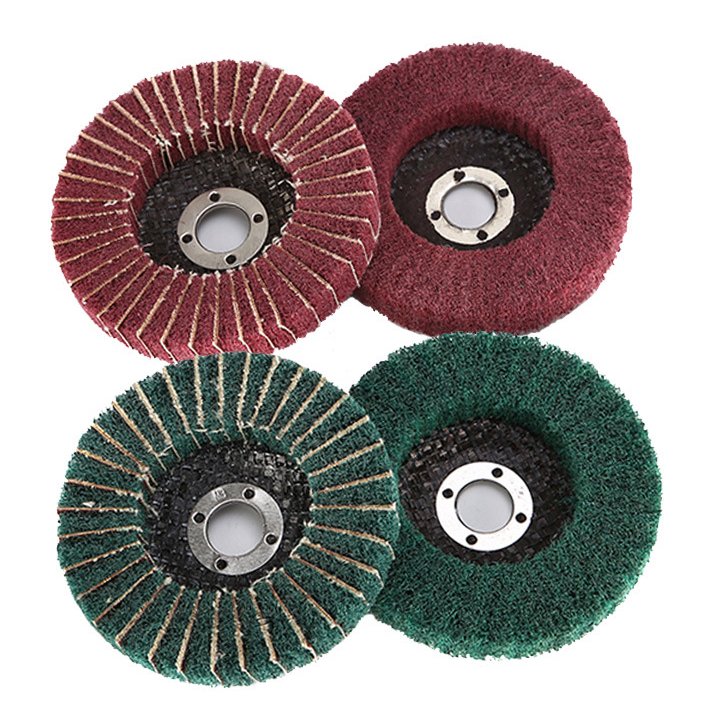Customized Non Woven Nylon Wire Drawing Fiber Disc Sanding Metal Stainless Steel Surface Polishing Abrasive Flap Wheel