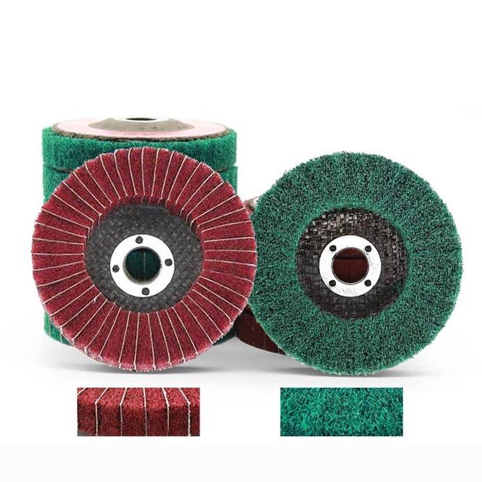 Customized Non Woven Nylon Wire Drawing Fiber Disc Sanding Metal Stainless Steel Surface Polishing Abrasive Flap Wheel