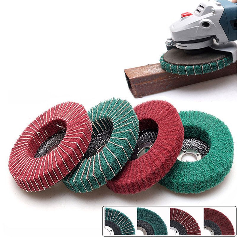 Customized Non Woven Nylon Wire Drawing Fiber Disc Sanding Metal Stainless Steel Surface Polishing Abrasive Flap Wheel