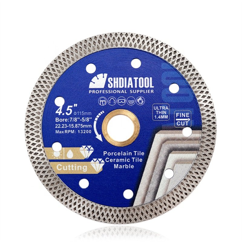 Dia4''/4.5''/5'' Hot Pressed "X" Rim Turbo Mesh ultra thin Diamond Saw Blade for Grinder Circular Saw Blade diamond Cutting Disc