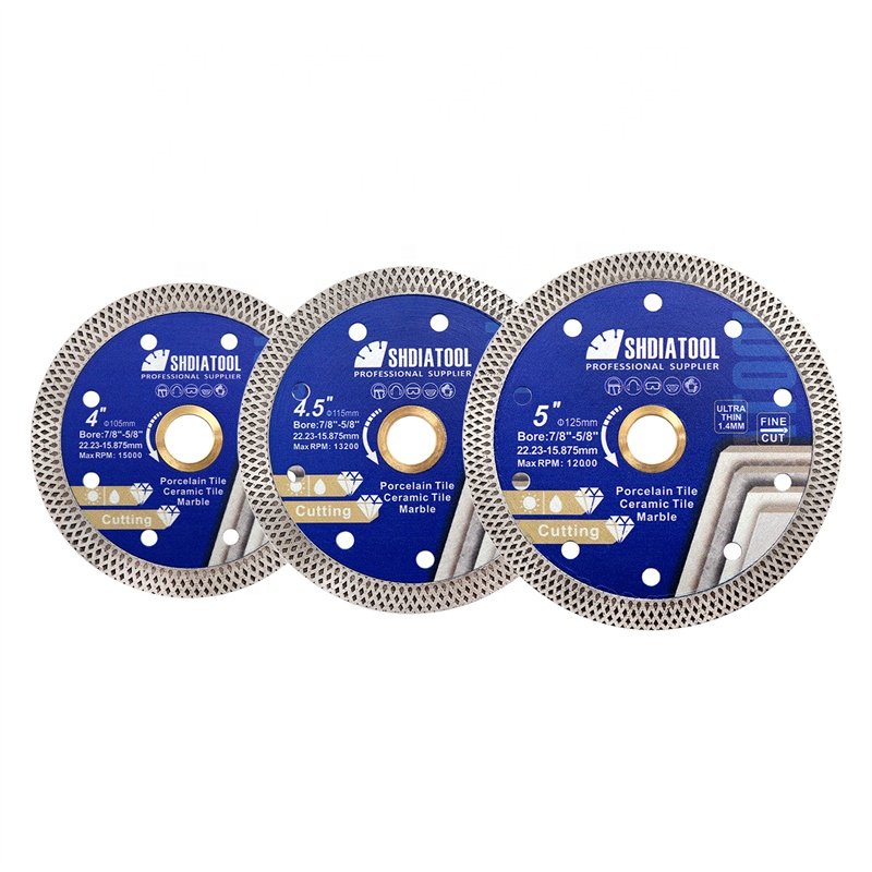 Dia4''/4.5''/5'' Hot Pressed "X" Rim Turbo Mesh ultra thin Diamond Saw Blade for Grinder Circular Saw Blade diamond Cutting Disc