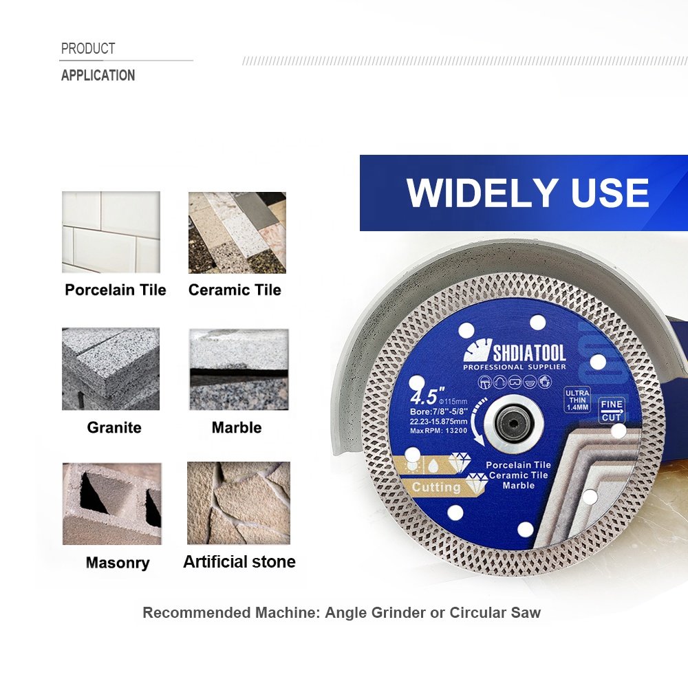 Dia4''/4.5''/5'' Hot Pressed "X" Rim Turbo Mesh ultra thin Diamond Saw Blade for Grinder Circular Saw Blade diamond Cutting Disc