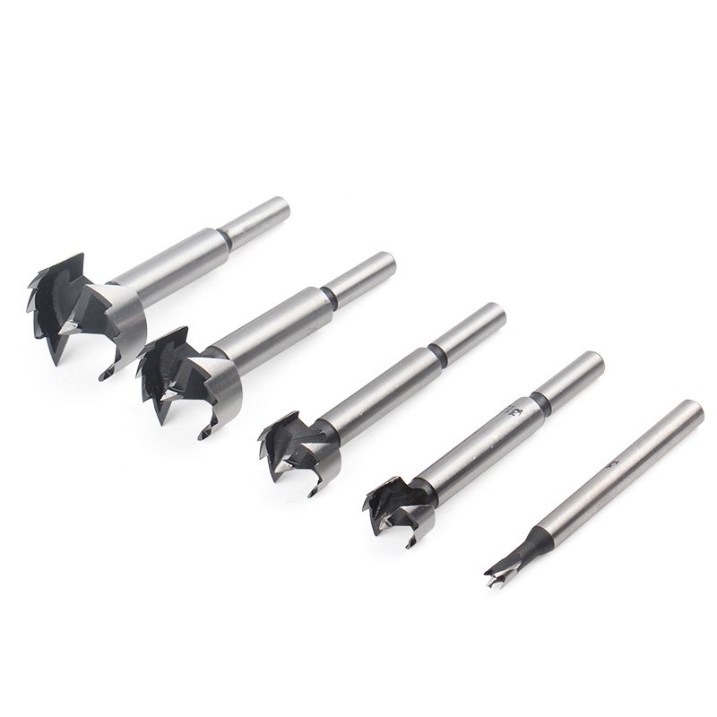 5PCS High Carbon Steel Forstner Tips Wood working Tools Hole Saw Cutter Hinge Boring Drill Bits Round Shank