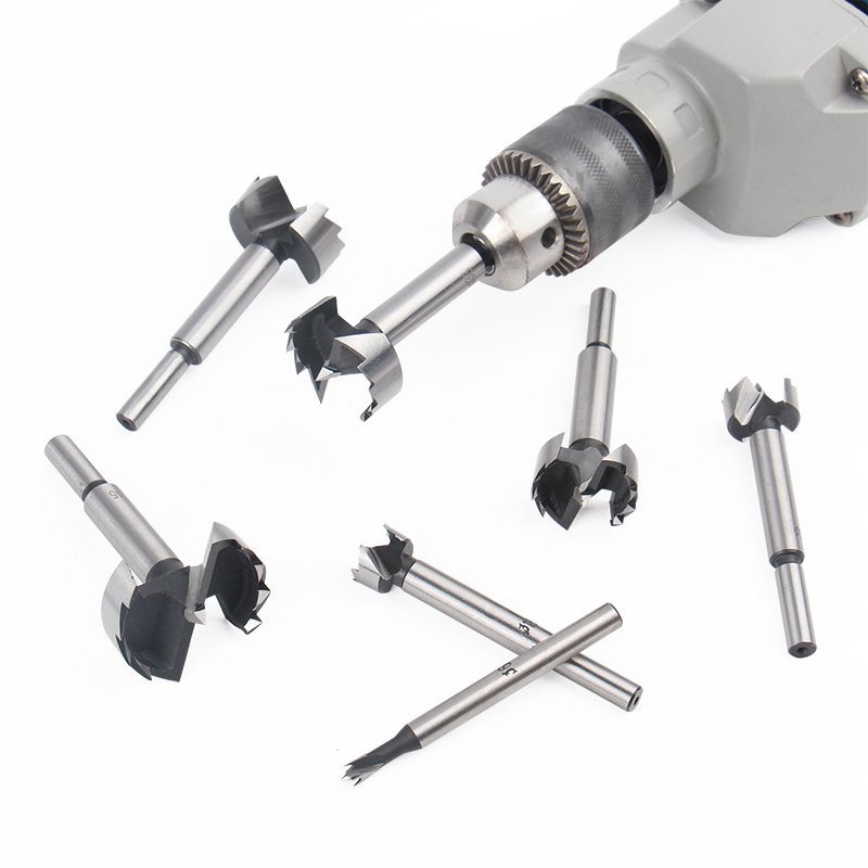 5PCS High Carbon Steel Forstner Tips Wood working Tools Hole Saw Cutter Hinge Boring Drill Bits Round Shank