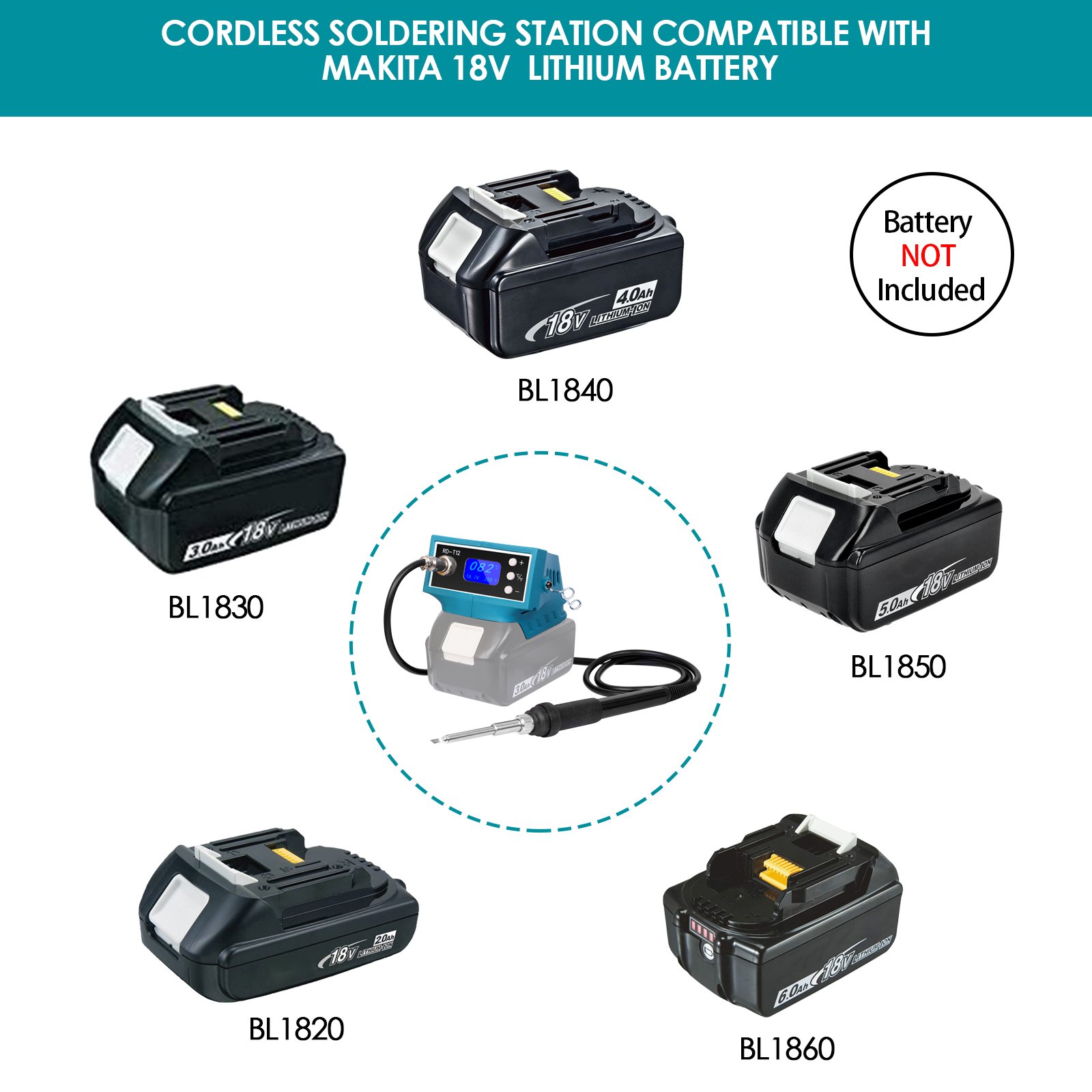 Mellif Cordless Soldering Station iron Station for Makita 18V Max Battery (Bare Tool)