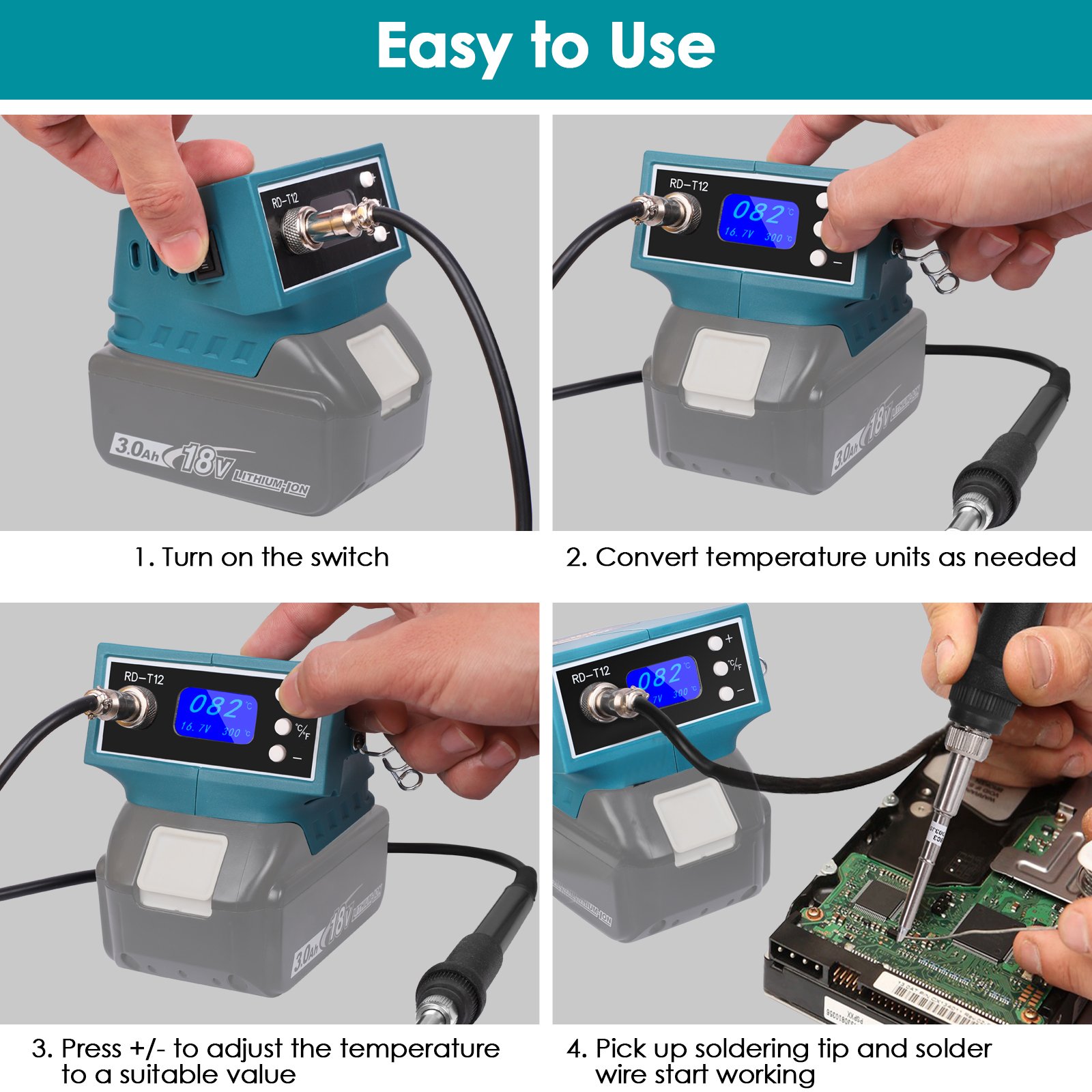 Mellif Cordless Soldering Station iron Station for Makita 18V Max Battery (Bare Tool)