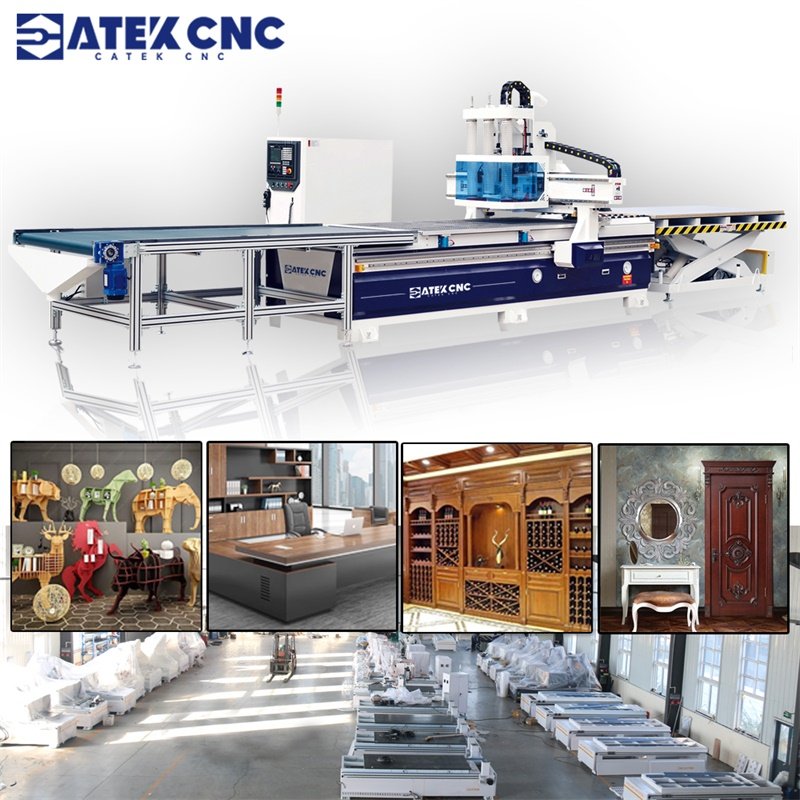Woodworking machinery Wood ATC Linear blade Tool store Nested Processing Drilling Boring Center CNC Cutting Machine