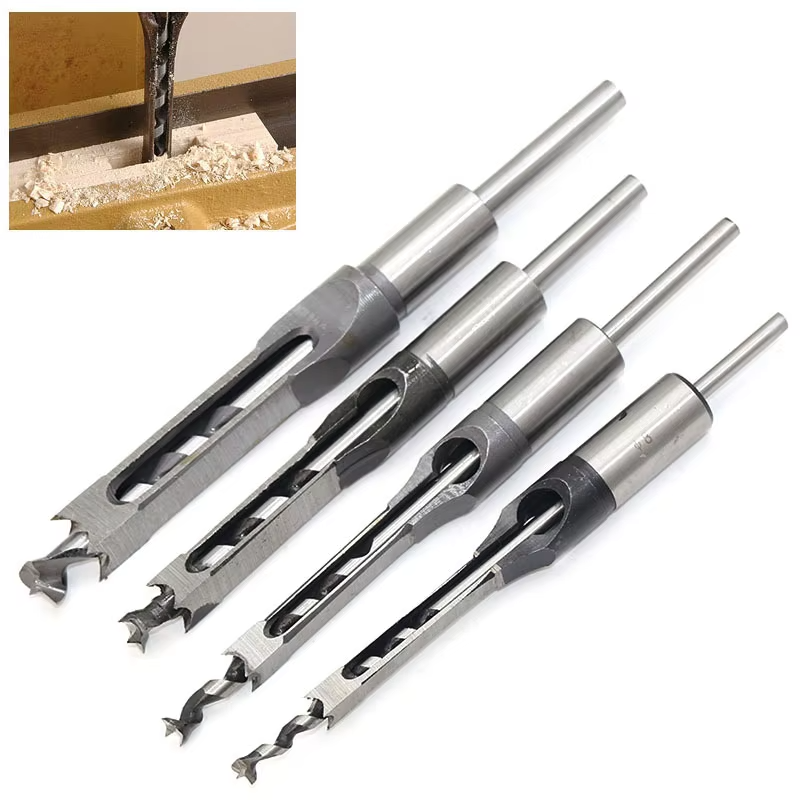 Square Drill Bit Set for Woodworking Hollow Chisel Mortising Bits Wood Drill Bits Available in Various Types and Sizes