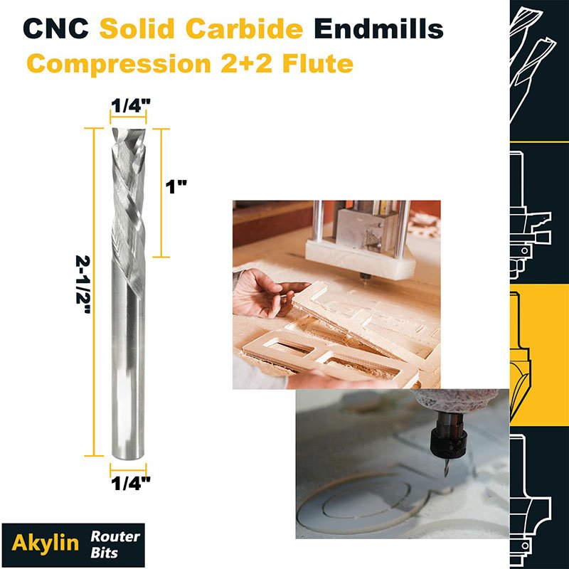 custom Compression Router Bits 2 Flute CNC End Mill Up Down Cut Spiral Bit for Wood Plunging Dadoing Routing carbide end mill 2f